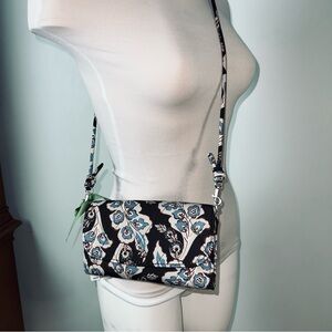 Vera Bradley Wildwood Brown and Blue Patterned Crossbody Bag